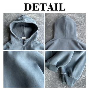 Sudaderas con capucha de felpa francesa de alto gramaje, algodón de alta calidad 500 g/m², con cremallera completa, personalizadas para hombre, estilo boxy y corto. - Product Image 6