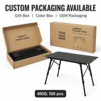 Table de camping pliable en aluminium à trois planches, gain de place, pieds réglables et extensibles pour les voyages, le camping et l'extérieur
