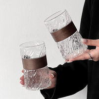 Tasse à thé unique faite à la main de haute valeur, tasse à café personnalisée avec LOGO, 400ML, verre transparent classique de luxe, tasses à eau résistantes à la chaleur