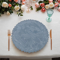Assiette de présentation circulaire en plastique bleu clair de 13 pouces, motif végétal, faite à la main, classique, utilisée pour le dîner, les mariages, les fêtes, la décoration
