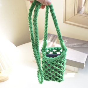 Bolso pequeño personalizado <span class=keywords><strong>de</strong></span> estilo coreano, tejido con hilo <span class=keywords><strong>de</strong></span> algodón, hueco, para teléfono móvil, multicolor - Product Image 4
