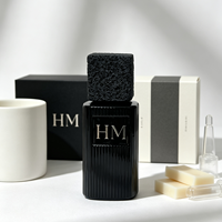 Botol Parfum Kosong Kaca Hitam Persegi 100ml Mewah untuk Pria, Botol Semprot Aroma, Logo Kustom, Pabrik Merek