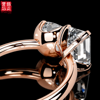 Bague en argent sterling 925 plaqué or avec deux pierres de moissanite, sertie à griffes, multi-coupes, certifiée, bijoux de fiançailles pour femme