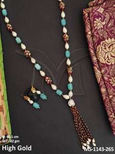 Antique <b>Jewellery</b> High <b>Gold</b> Polish Long Mala <b>Set</b> Designer Party Wear Fancy Traditional Necklace <b>Set</b> for Women - Product Image 5