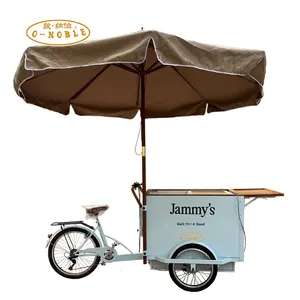 Bicicleta de bebida fría de estilo clásico a la venta carrito de helados bicicleta de comida de 3 ruedas