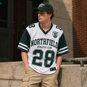 Custom Vintage <b>College</b> American Football Jersey Oversized Short Sleeve Printed Streetwear Team Fan Apparel Game Day Wear - Product Image 1