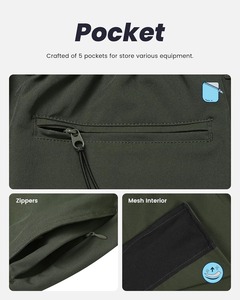 Short d'entraînement écologique et solide à 5 entrejambes pour homme, coupe classique, multi-poches, hybride, à séchage rapide, athlétique, décontracté, avec cordon de serrage, coupe au genou - Product Image 5