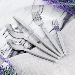 49-Piece Teal Blue Disposable <strong>Flatware</strong> <strong>Set</strong> Dishwasher Safe Stainless Steel and Plastic <strong>Flatware</strong> with Tray Service for 8 - Product Image 2
