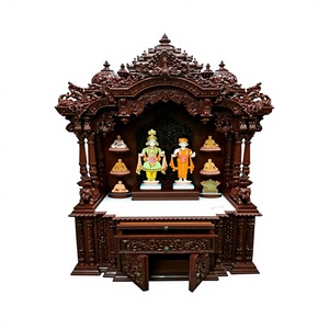 หิ้งบูชาไม้สักทรงสมัยใหม่สำหรับบ้าน  หิ้งบูชาพระสวามีนารายณ์แกะสลักด้วยมือ  หิ้งบูชาไม้ดีไซน์สวยงาม - Product Image 1