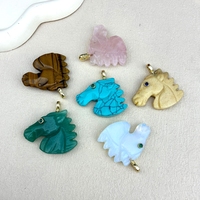 Pendentif tête de cheval sculpté en cristal naturel, prix de gros abordable, accessoire de mode populaire du zodiaque pour la fabrication de colliers