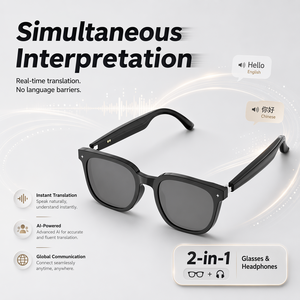 Lunettes Intelligentes Étanche Portée Sans Fil 10m+ Contrôle Tactile Batterie 180mAh Traduction IA Modèle GPT Grand Format Anti-Lumière Bleue - Product Image 1