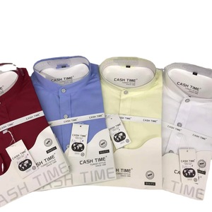 Stile cinese colletto in tinta unita camicia a quadri rossa Slim Fit da uomo a manica lunga in cotone moda giovanile americano Casual - Product Image 5