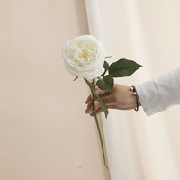 Bouquet artificiel de roses Austin fait main, aspect naturel, respectueux de l'environnement, roses thé bouclées, fausses fleurs pour la maison, la table, les mariages