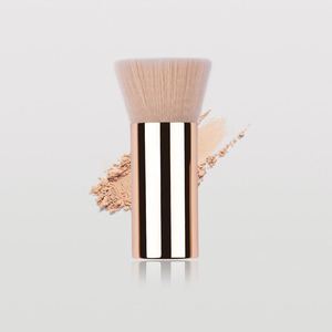 Brocha Kabuki de Pelo Sintético para Base, Brocha para Polvo Suelto y Colorete, Herramientas de Maquillaje Personalizadas con Mango Metálico para Aplicación Facial - Product Image 2