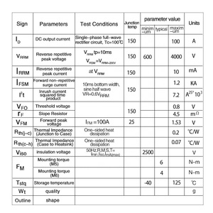 Ba-giai đoạn chỉnh lưu Full-Wave cầu chỉnh lưu Stack mds100a200a1600v công suất cao sạc CHỈNH LƯU cầu mô-đun - Product Image 3
