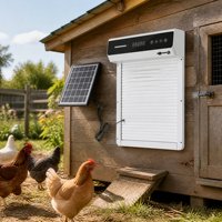 Porte automatique pour poulailler à énergie solaire 48V avec batterie sodium-ion, minuterie LCD, cadre en alliage d'aluminium, étanche