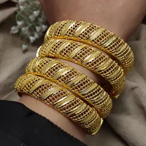 Wholesale 18k Gold Plated Bangles Bracelet Dubai Bride Bracelet African Wedding Jewelry Middle East Items For Women