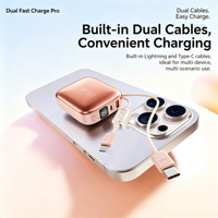 Nouvelle mini batterie externe électronique 20000 mAh, mince et portable, avec câble USB-C, Powerbanks 20000 mAh