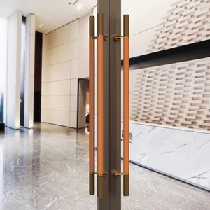 Poignée de porte en cuir brossé bronze pour hôtel, robuste, pour entrée principale, idéale pour les portes en verre ou en bois de grande taille - Product Image 2