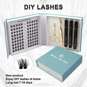 Long Lasting 10-14 Days New Arrival Mink Cluster Lash Diy Eyelash Custom Lash Bond And Sealer Pre Cut Diy Lash Extension Kit