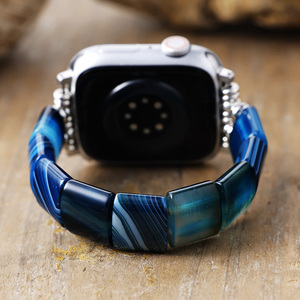 Bracelet de montre élastique en onyx de luxe pour <span class=keywords><strong>Apple</strong></span> <span class=keywords><strong>Watch</strong></span> Series 8-11, boucle ardillon, design respirant, 42mm/46mm - Product Image 2