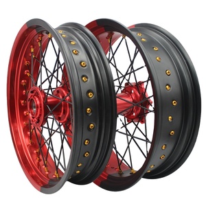 Juego de Ruedas Delanteras y Traseras para Motocicleta, de Aluminio Anodizado, Doble Color, CNC, Supermotard, Supermoto - Product Image 1