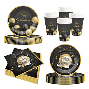 Platos, Vasos y Servilletas con Temática de Graduación DAMAI, Platos de Papel Desechables para Graduación, Artículos de Fiesta, Decoraciones, para 8 Personas - Product Image 3