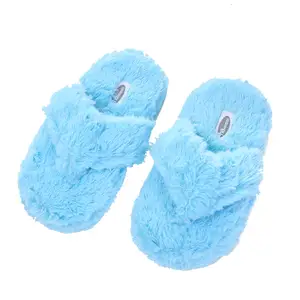 Blue Women Winter Warm Shoes Slides Plush Flat Slipper