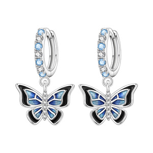 Boucles d'oreilles papillon en cuivre blanc, design original et haut de gamme, polyvalentes, vente en gros pour femmes - Product Image 1