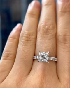 2.00CT Princess Cut Lab Grown <b>Diamond</b> Engagement <b>Ring</b> with Pave Band in 14K Gold Elegant Bridal Fine Jewelry Gift - Product Image 6