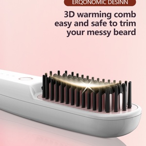 Lisseur de barbe et de cheveux sans fil portable, peigne chauffant avec 3 réglages de température, peigne lissant pour le coiffage de la barbe - Product Image 4