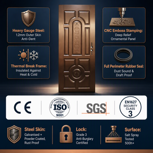 <span class=keywords><strong>Porte</strong></span> <span class=keywords><strong>d</strong></span>'<span class=keywords><strong>entrée</strong></span> <span class=keywords><strong>de</strong></span> sécurité commerciale en acier inoxydable sur mesure, style moderne et transitoire, anti-effraction, pour villa, extérieur <span class=keywords><strong>d</strong></span>'appartement, usage professionnel - Product Image 6