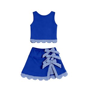 Conjuntos de Yoga de Verano para Niñas con Lazos a Cuadros Negros, Estilo Boutique Personalizado, Venta al por Mayor, Ropa Deportiva de Tenis para Niños, Nueva Moda, Ropa de Fábrica - Product Image 4