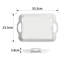 Plateaux de service rectangulaires personnalisés Sunyee avec poignées, blancs, vierges pour sublimation, en plastique PBT écologique, pour barbecue et restaurant