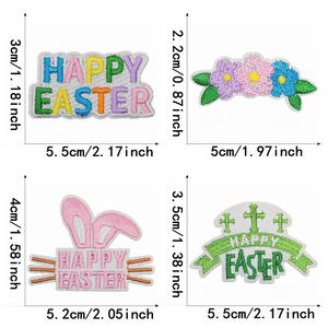 Certified Factory Custom <b>Letter</b> Cartoon Rabbit Egg Embroidered Patch Iron <b>On</b> Happy Easter Embroidered Patches For Clothing - Product Image 2