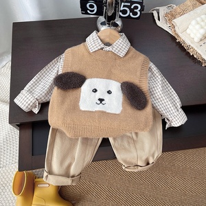 Versión niños elegante Casual primavera traje conjunto nuevo niño bebé tres piezas <span class=keywords><strong>chaleco</strong></span> Casual <span class=keywords><strong>para</strong></span> primavera otoño niños trajes 3 piezas - Product Image 3