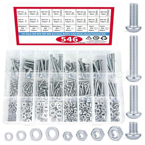 Carbon Steel Screw And Nut Set M3 M4 M5 M6 546pcs Assortment Kit With Washers For Repair And Assembly - Product Image 1