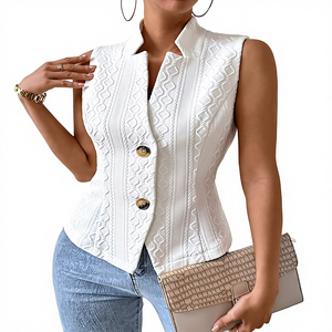 Vêtements pour femmes Ohsisa, printemps-automne 2025, nouveau <span class=keywords><strong>gilet</strong></span> <span class=keywords><strong>sans</strong></span> manches, veste polyvalente, veste décontractée, <span class=keywords><strong>gilet</strong></span> à boutons - Product Image 1