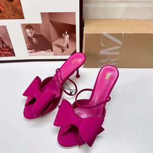 Yay detay ile yüksek topuklu sandalet yaz moda katır kadınlar için sıcak satış ince topuk katır - Product Image 1