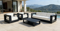 Muebles de Jardín de Lujo, Sofá de Aluminio para Exteriores, Conjunto de Sofá y Mesa de Centro para Patio