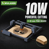 Machine de gravure laser de bureau à cadre ouvert 10W 455nm 300x300mm WiFi USB CNC pour le bois, le cuir, le plastique et les loisirs créatifs