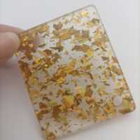 Feuille acrylique transparente de 3mm d'épaisseur avec de grands flocons de feuilles d'or