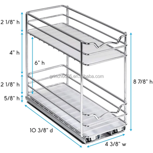 Organisateur d'épices <span class=keywords><strong>coulissant</strong></span> pour armoire, robuste, double étagère coulissante pour armoires de cuisine supérieures et placards - Product Image 6