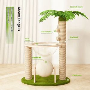 Kinghon - Rascador para Gatos Grande con Árbol de Coco Integrado, Nido de Sisal y Columna de Rascado para Gatitos, Diseño que Ahorra Espacio - Product Image 1
