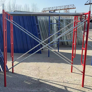 Système d'échafaudage galvanisé avec échelle traversante, structure en H, plateforme d'échafaudage en acier robuste pour support de construction - Product Image 1