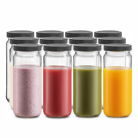 Travel Glass Drinking Bottle 16oz Plastic Airtight Lids Reusable Glass Water Bottle for Juicing Smoothies Kombucha Tea Bottles