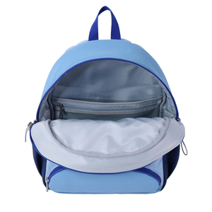 Child Light Blue <b>Backpack</b> with Green Front Pocket Multiple Pockets Zipper Closure Unisex Softback Daypack - Product Image 5