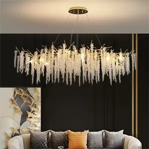 L39,4 Zoll nordische Tassel-Dekoration Kronleuchter modern für Wohnzimmer Goldhängeleuchte modern Luxus K9 Kristall-Wandlampe