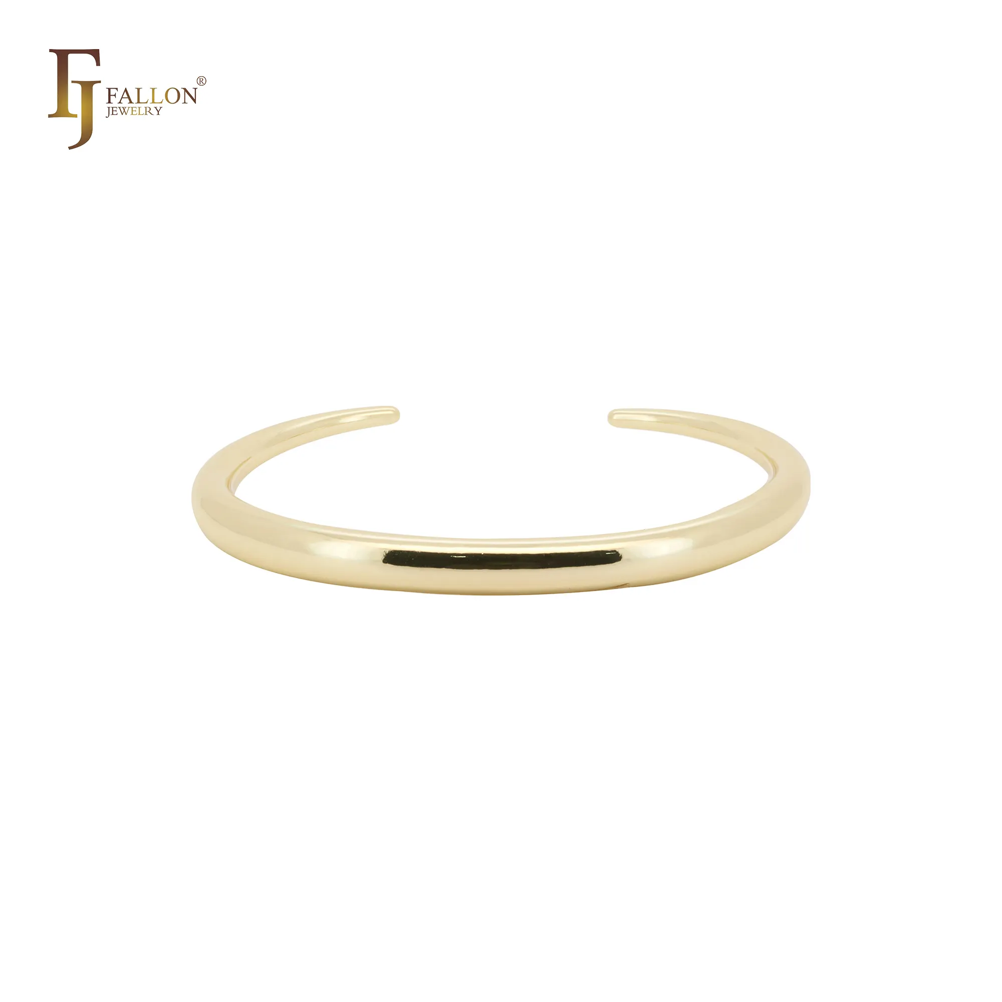 57100019 FJ Fallon joyería de moda forma lisa brazalete abierto pulseras chapadas en 14K oro latón basado