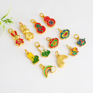 Pendentif gourde émaillée chinoise traditionnelle en alliage, composants de bijoux pour la fabrication de bracelets et colliers DIY, vente en gros - Product Image 4